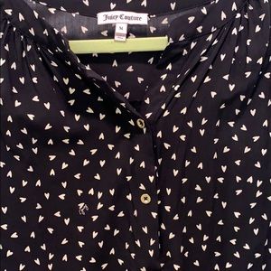 Juicy Couture Tops - Juicy couture black with hearts pullover blouse M Juicy Couture Tops - Juicy couture black with hearts pullover blouse M